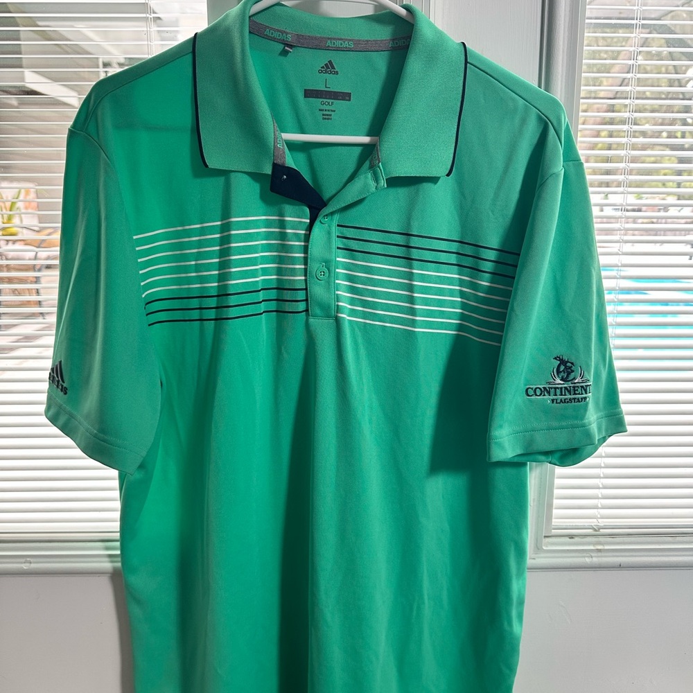 Adidas Green Performance Polo Shirt with Stripes